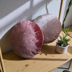 West Elm Velvet Pillows in Red and Beige